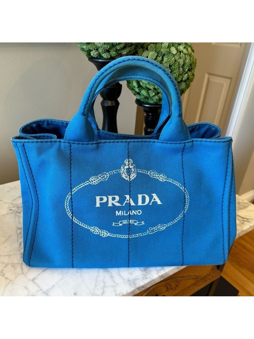 Prada Canapa Blue Medium Size